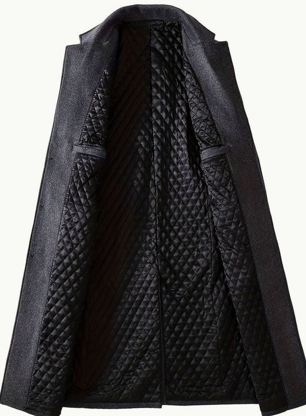 Men's Long Overcoat with Notch Lapels - Vance - Gray