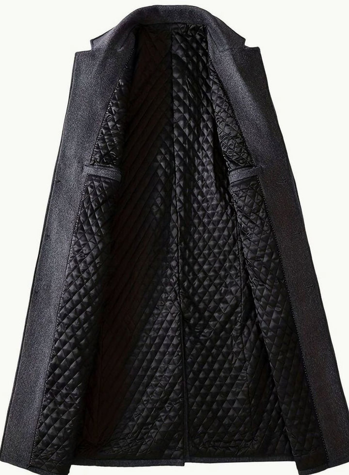 Men's Long Overcoat with Notch Lapels - Vance - Gray