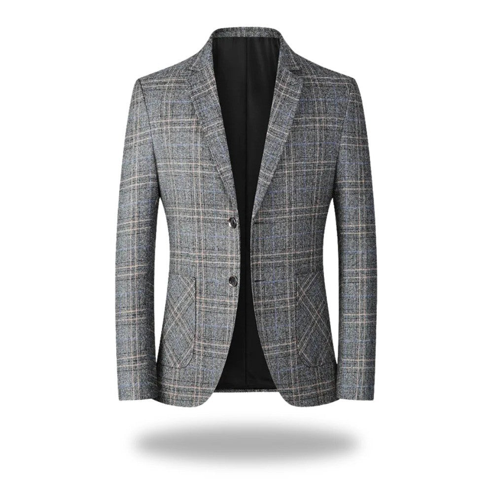 Men's Plaid Blazer with Two Buttons - Brooks - Gray