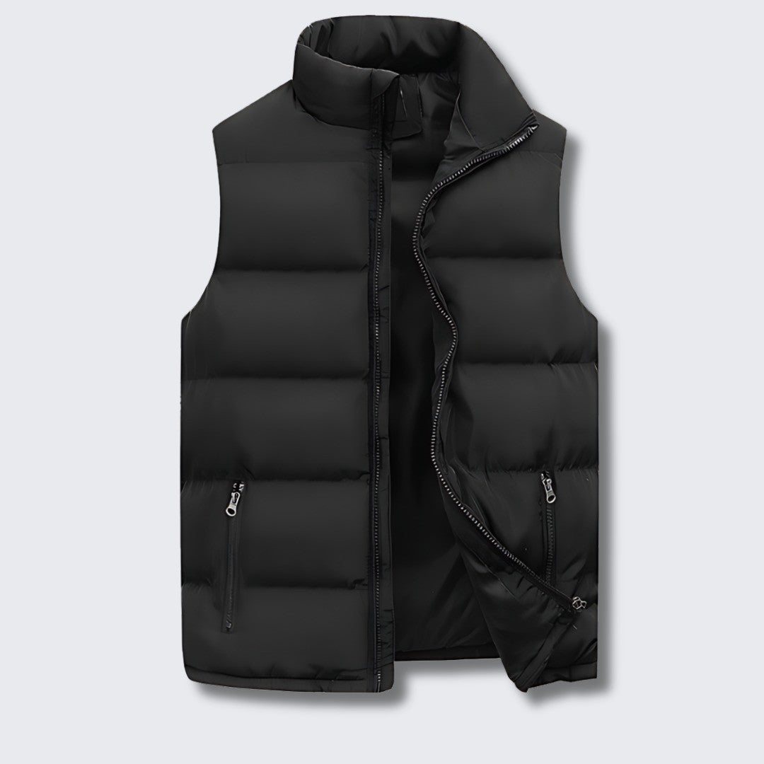 Men's Puffer Vest with Stand Collar - Silas - Black