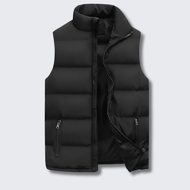 Men's Puffer Vest with Stand Collar - Silas - Black