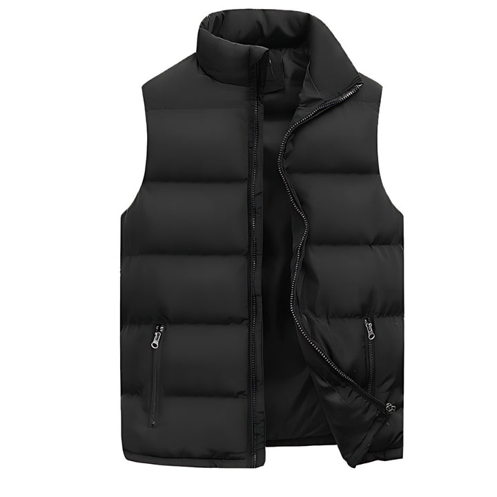 Men's Puffer Vest with Stand Collar - Silas - Black