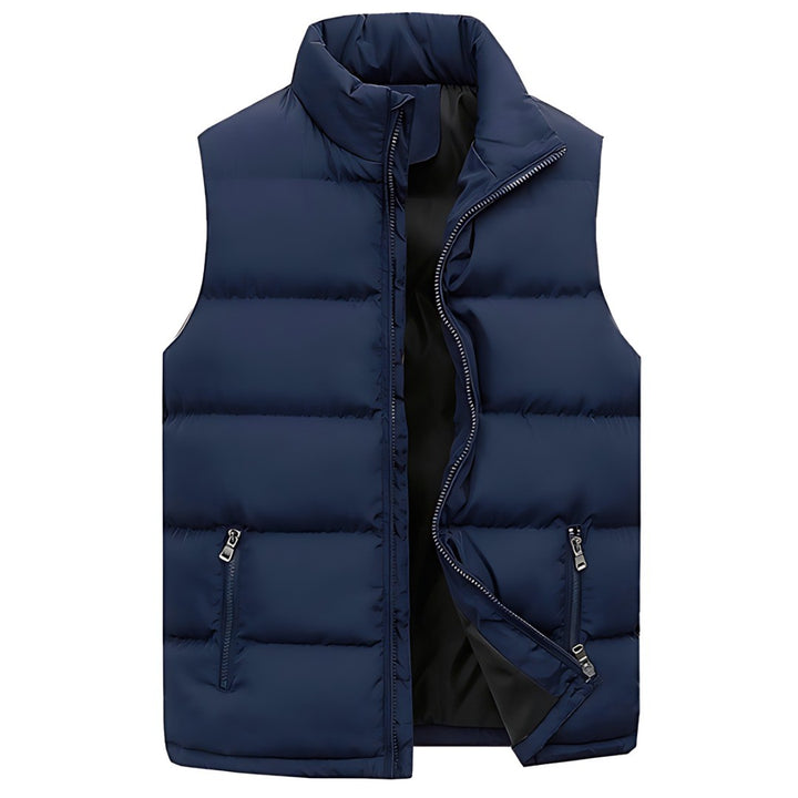 Men's Puffer Vest with Stand Collar - Silas - Navy
