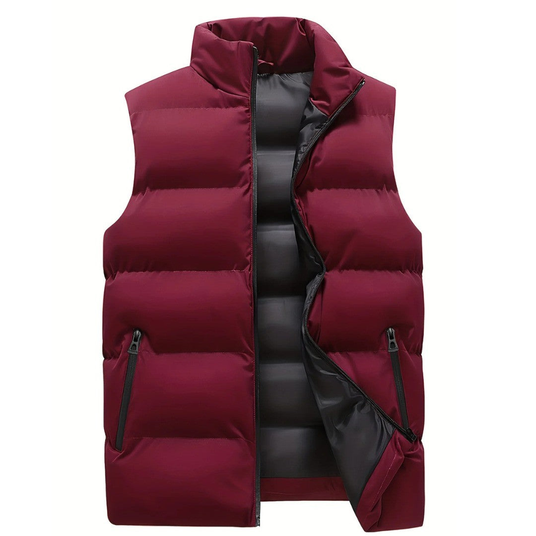 Men's Puffer Vest with Stand Collar - Silas - Red