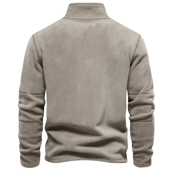 Men's Quarter Zip Sweatshirt with Stand Collar - Nolan - Beige