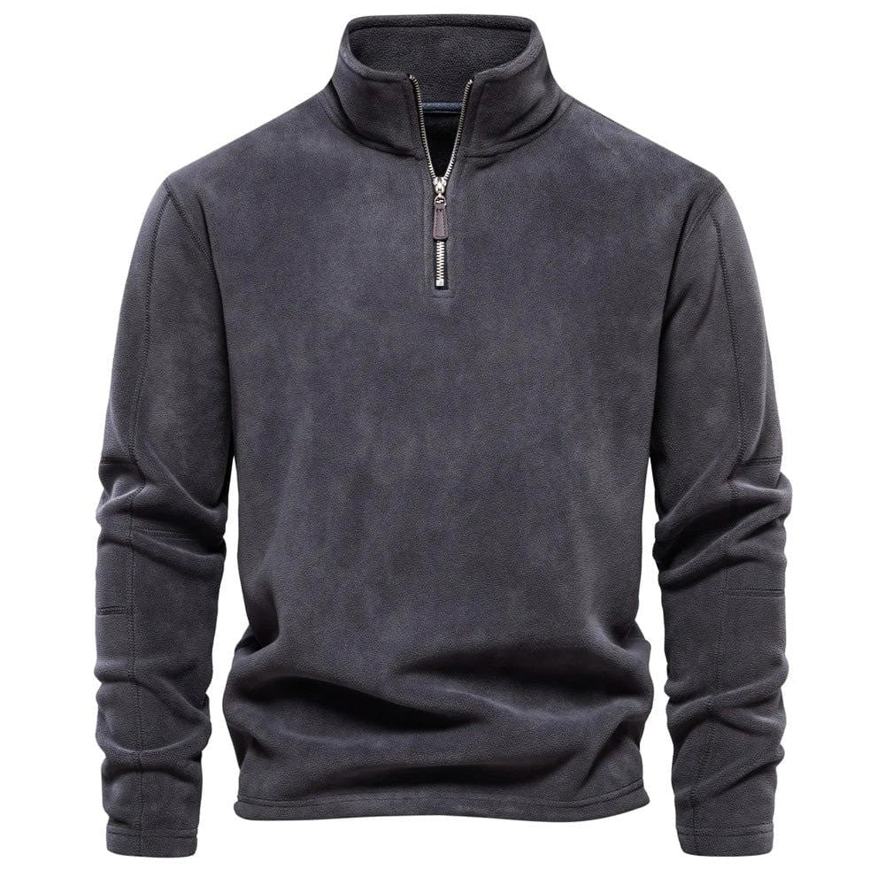 Men's Quarter Zip Sweatshirt with Stand Collar - Nolan - Charcoal