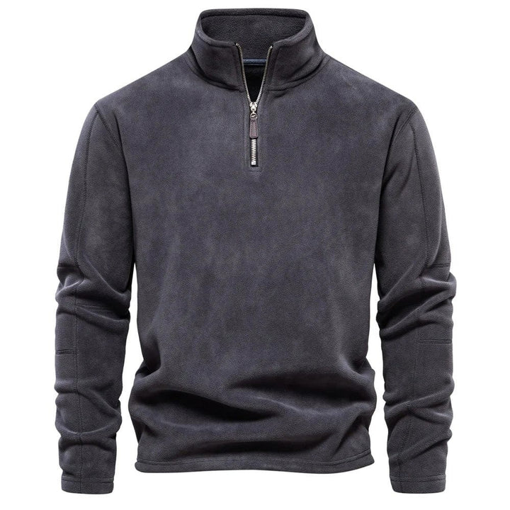 Men's Quarter Zip Sweatshirt with Stand Collar - Nolan - Charcoal