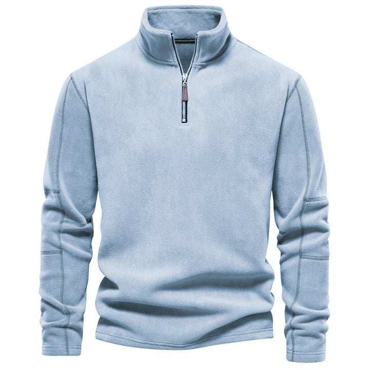 Men's Quarter Zip Sweatshirt with Stand Collar - Nolan - Light Blue