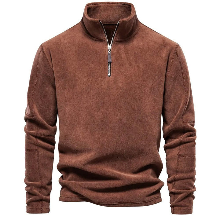 Men's Quarter Zip Sweatshirt with Stand Collar - Nolan - Rust