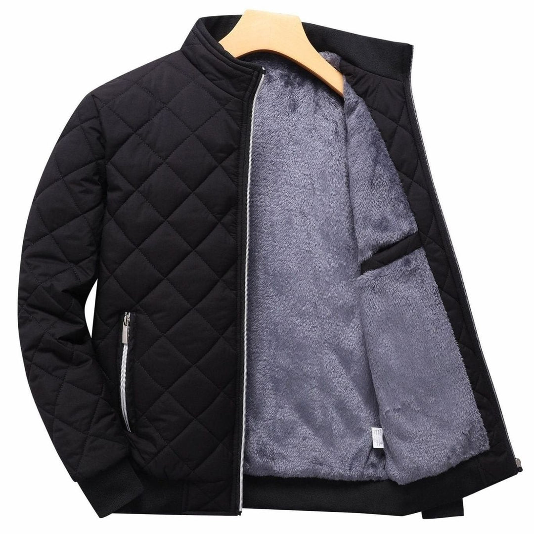 Men's Diamond Quilted Jacket with Fleece Lining - Bram - Black