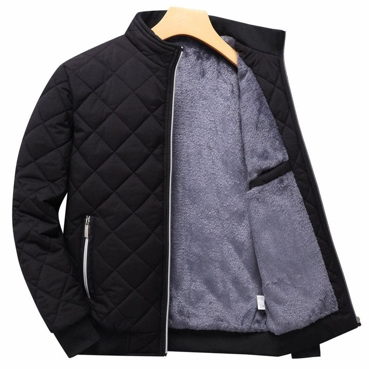 Men's Diamond Quilted Jacket with Fleece Lining - Bram - Black
