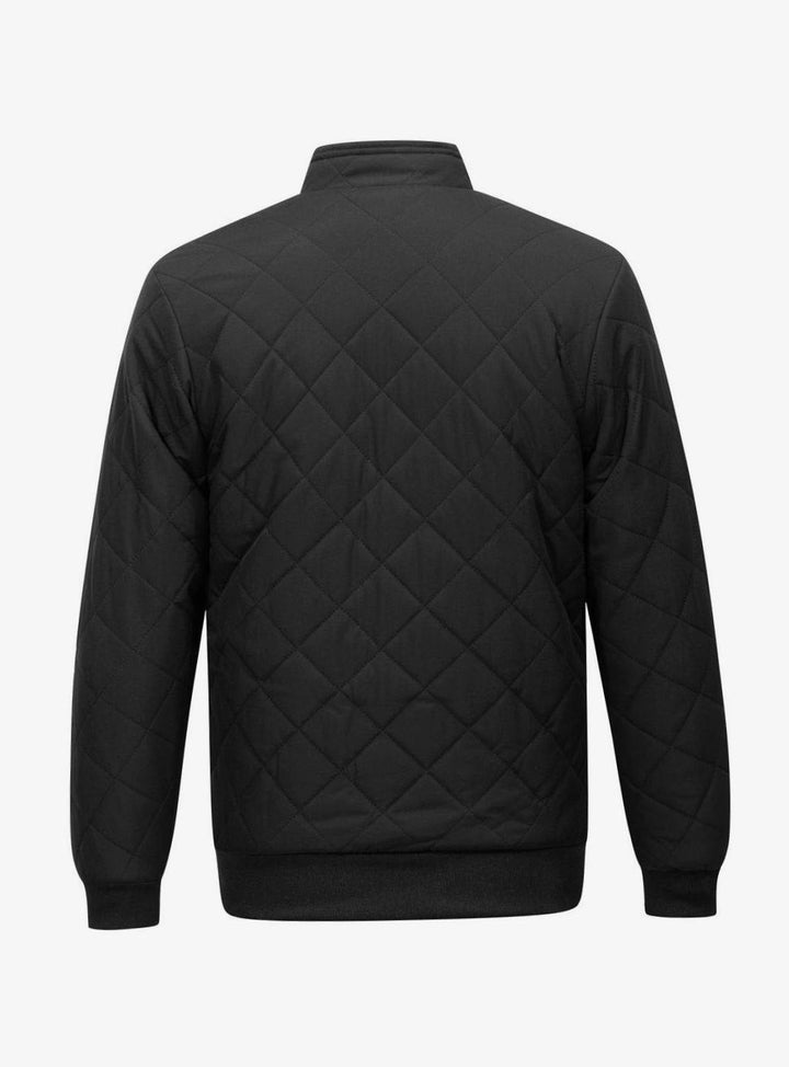 Men's Diamond Quilted Jacket with Fleece Lining - Bram - Black