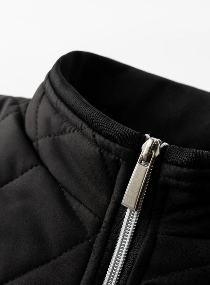 Men's Diamond Quilted Jacket with Fleece Lining - Bram - Black