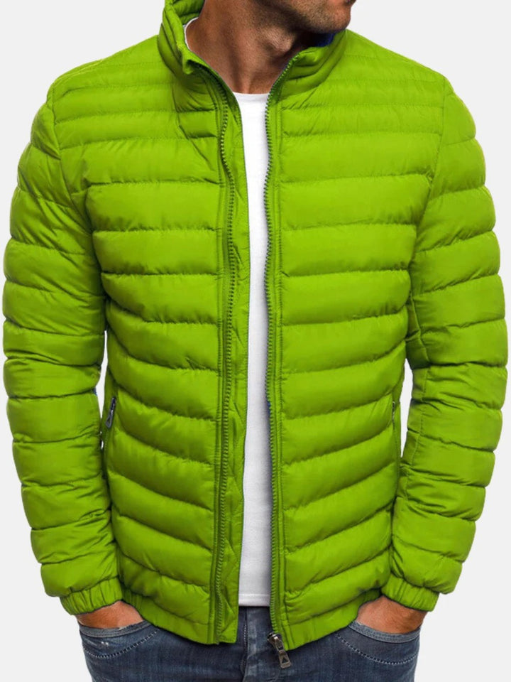 Men's Lightweight Quilted Jacket with Stand Collar - Ansel - Lime Green