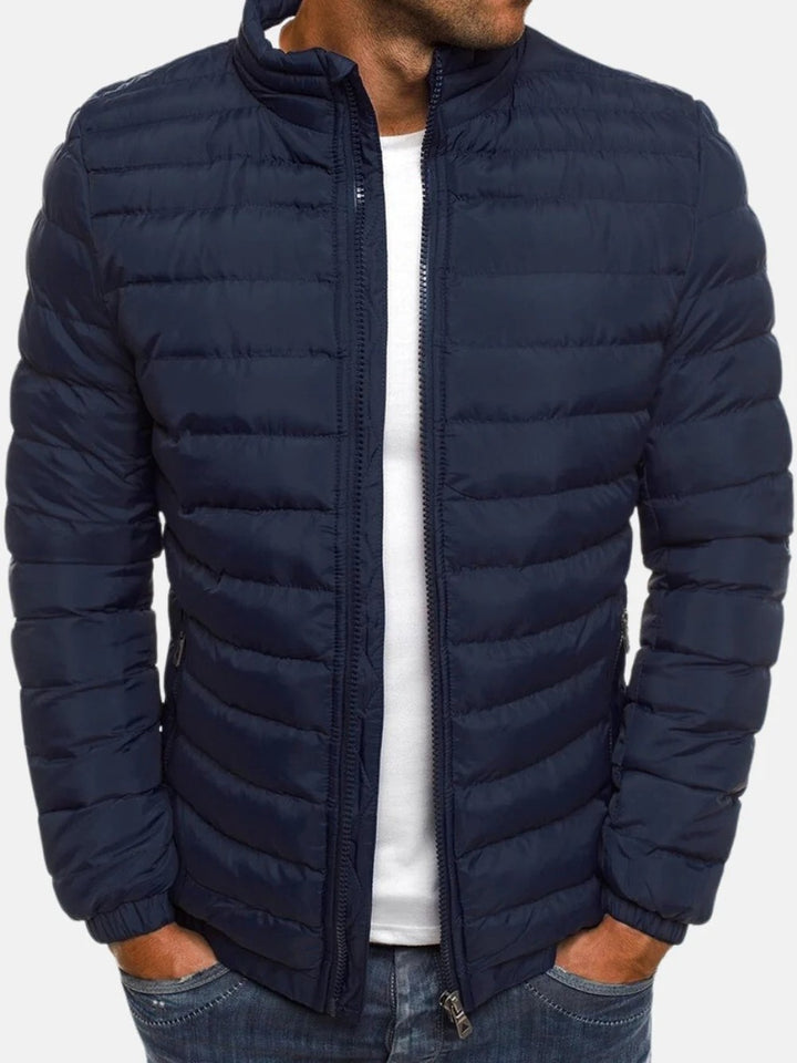 Men's Lightweight Quilted Jacket with Stand Collar - Ansel - Navy