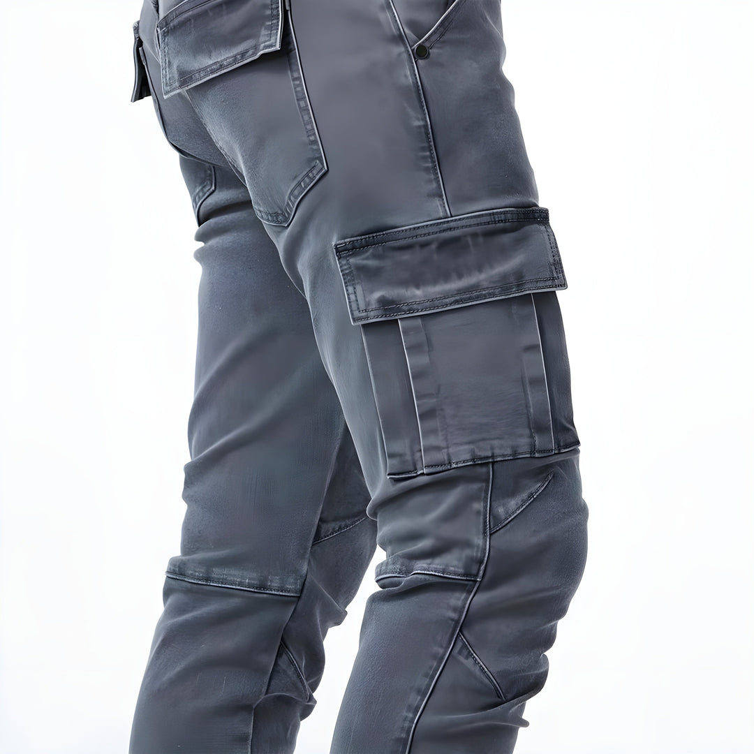 Men's Slim Cargo Pants with Side Pockets - Stellan - Gray