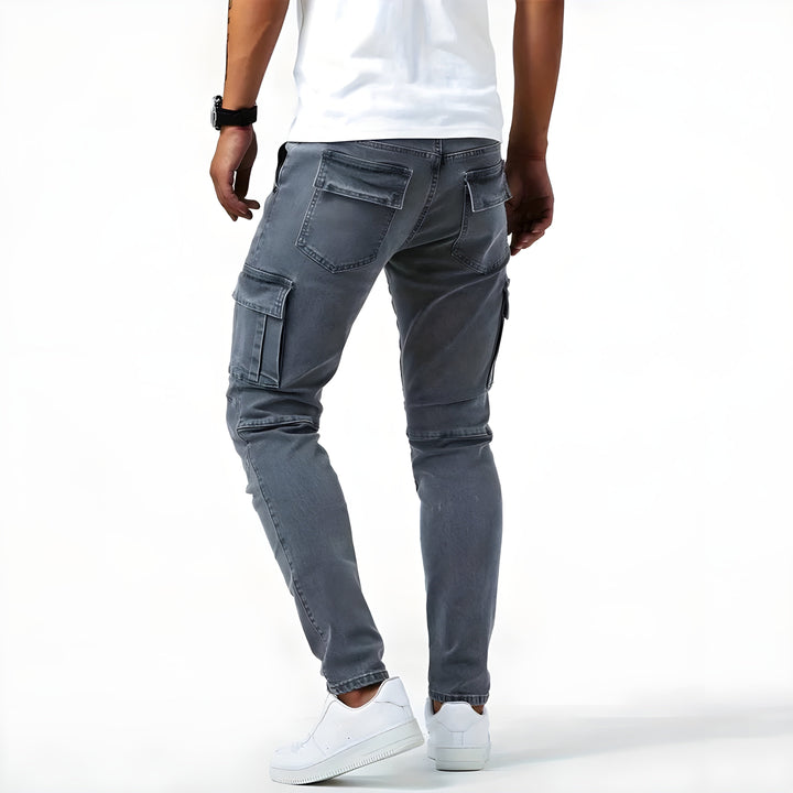 Men's Slim Cargo Pants with Side Pockets - Stellan - Gray