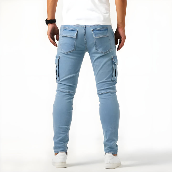 Men's Slim Cargo Pants with Side Pockets - Stellan - Gray