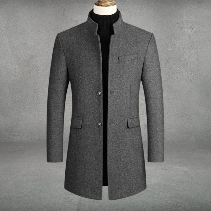 Men's Slim Fit Overcoat with Stand Collar - Wes - Gray