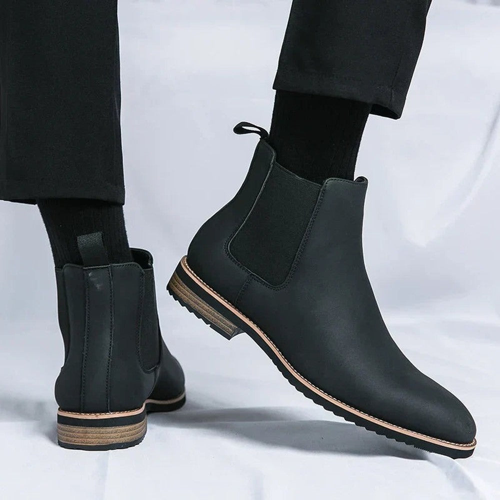 Men's Slip-On Chelsea Boots with Pull Tab - Felix - Black
