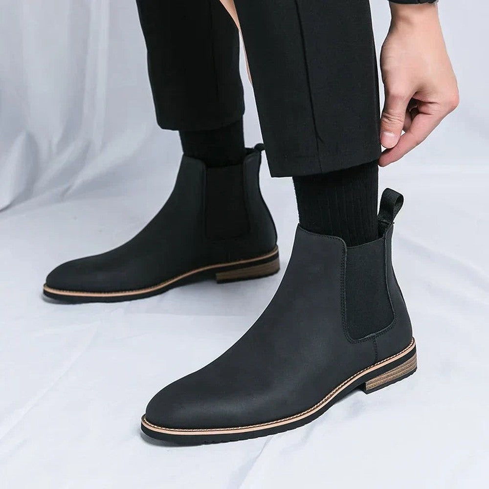 Men's Slip-On Chelsea Boots with Pull Tab - Felix - Black