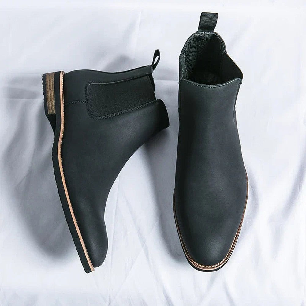 Men's Slip-On Chelsea Boots with Pull Tab - Felix - Black