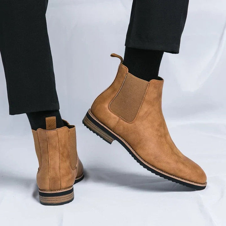 Men's Slip-On Chelsea Boots with Pull Tab - Felix - Tan