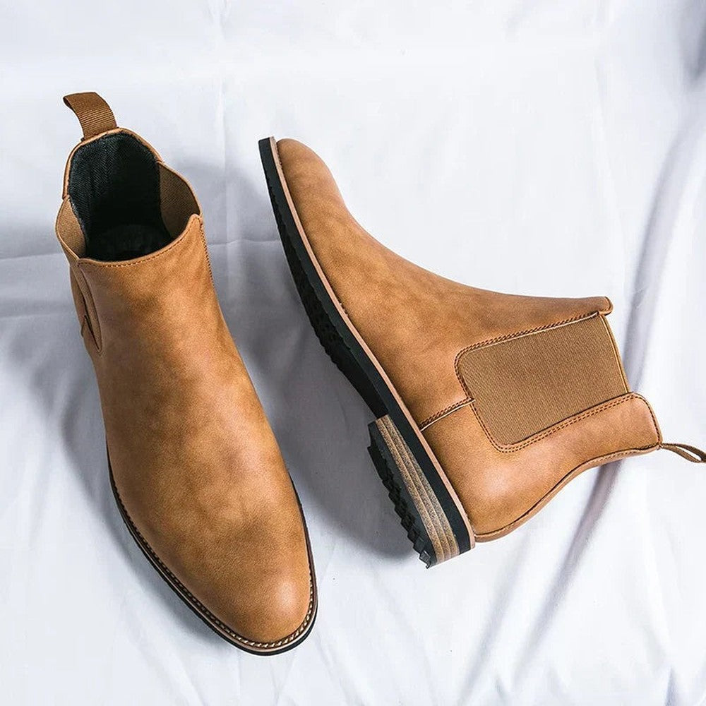 Men's Slip-On Chelsea Boots with Pull Tab - Felix - Tan