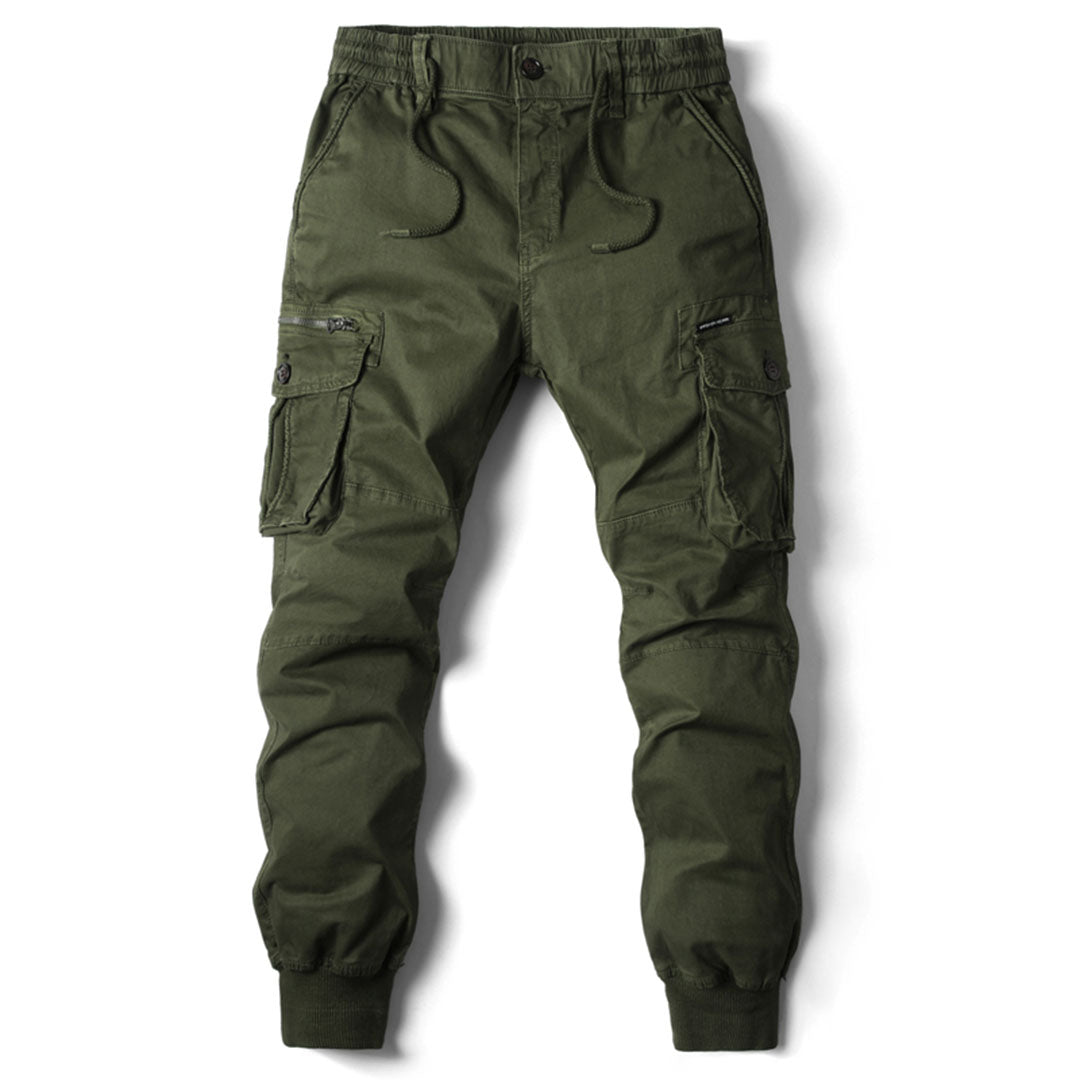 Men's Tapered Cargo Pants with Cuffed Hem - Tate - Green