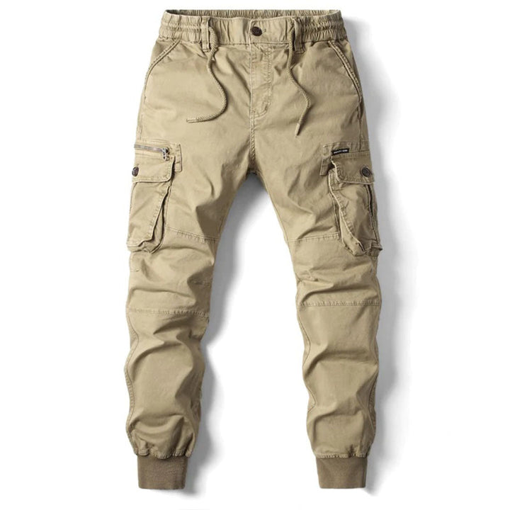 Men's Tapered Cargo Pants with Cuffed Hem - Tate - Khaki