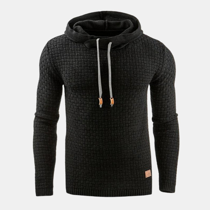 Men's Textured Hoodie with Cowl Neck - Nico - Black