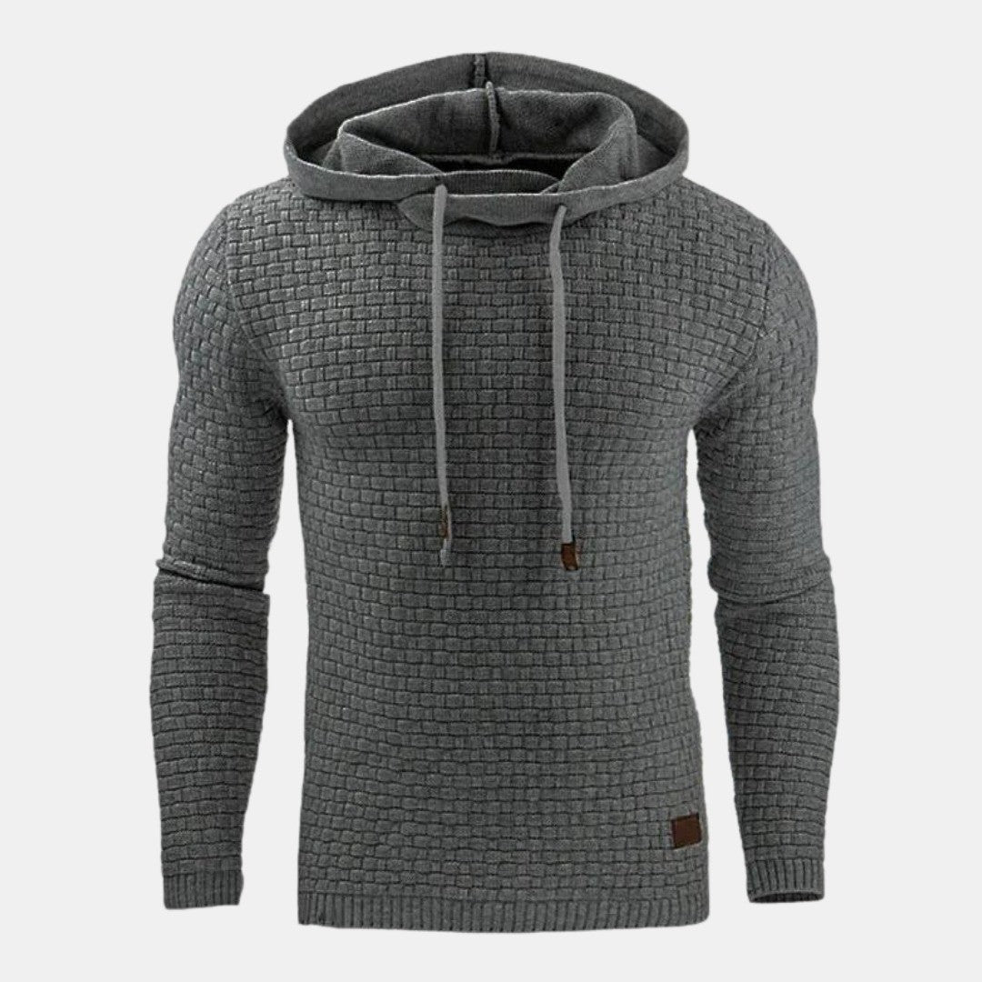 Men's Textured Hoodie with Cowl Neck - Nico - Gray