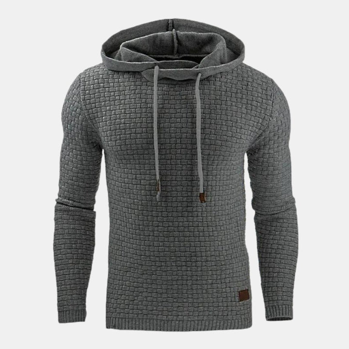 Men's Textured Hoodie with Cowl Neck - Nico - Gray
