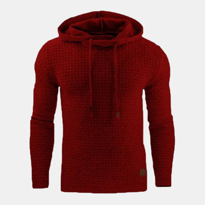 Men's Textured Hoodie with Cowl Neck - Nico - Red