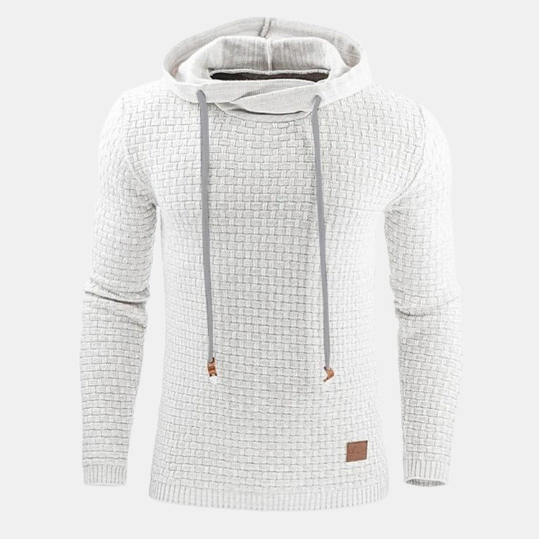 Men's Textured Hoodie with Cowl Neck - Nico - White