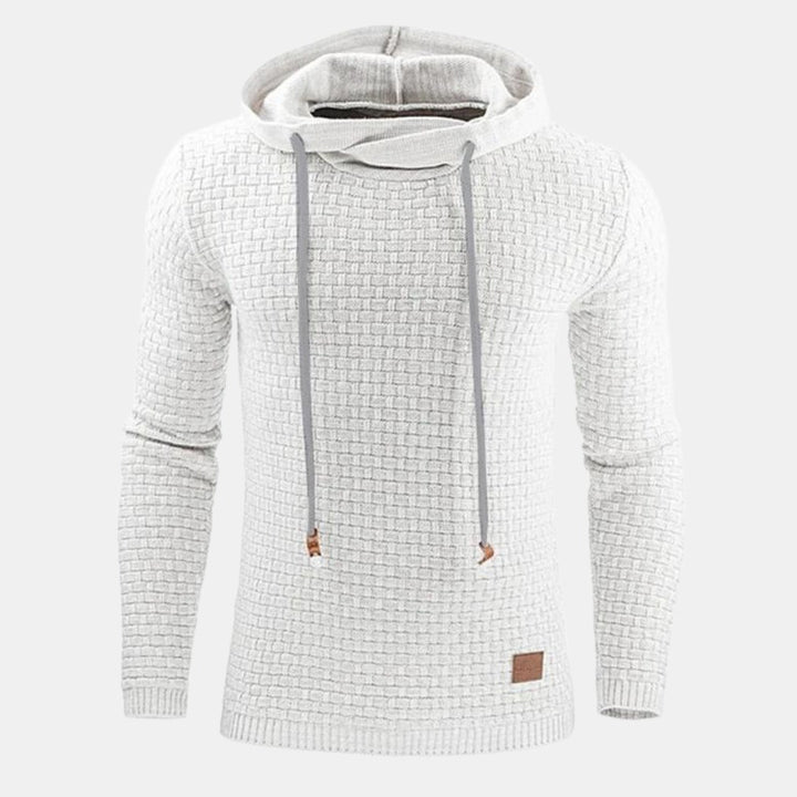 Men's Textured Hoodie with Cowl Neck - Nico - White