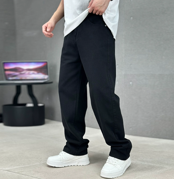 Men's Wide Leg Straight Jeans - Reid - Black