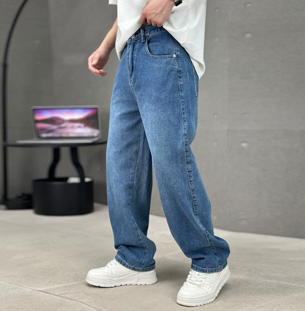 Men's Wide Leg Straight Jeans - Reid - Blue
