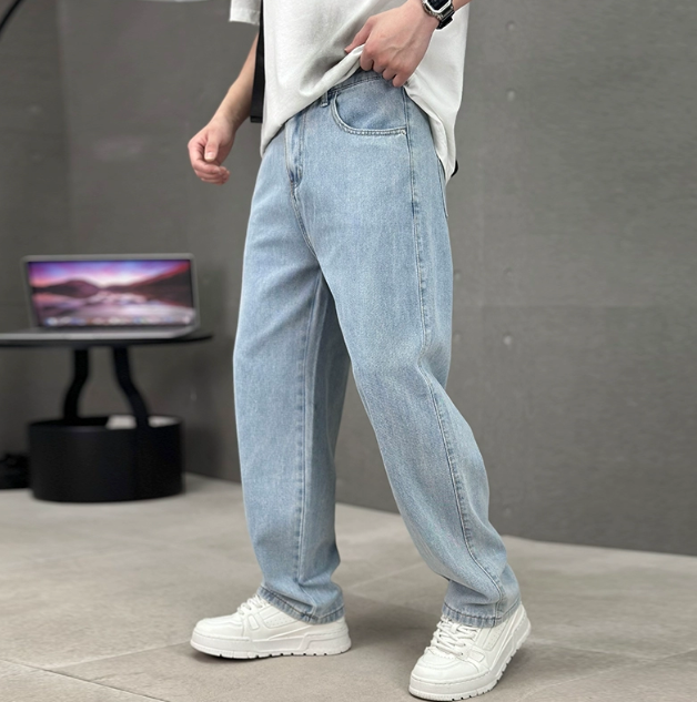 Men's Wide Leg Straight Jeans - Reid - Light Blue