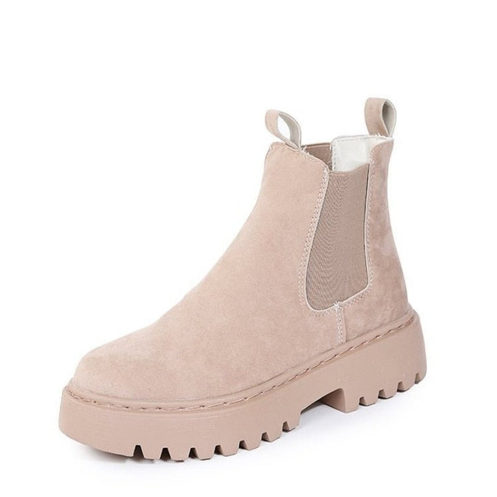 Women's Chelsea Ankle Boots with Lug Sole - Gemma - Beige