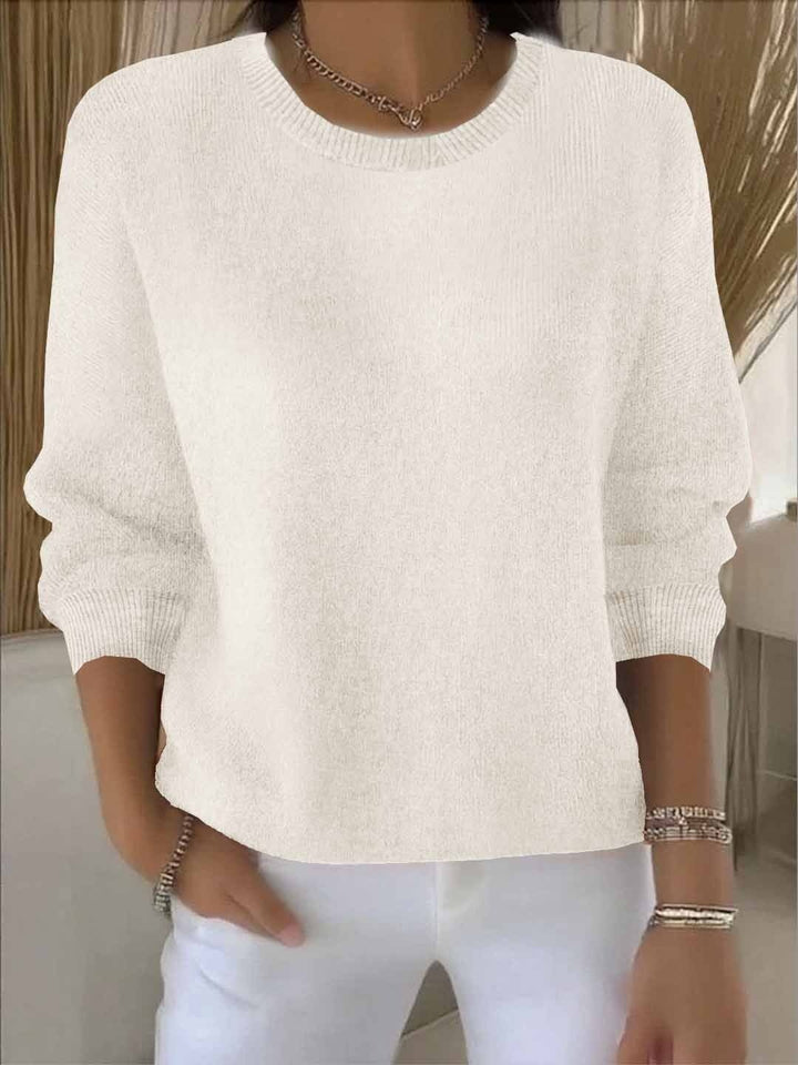 Women's Crew Neck Sweater with Relaxed Fit - Fiona - Cream