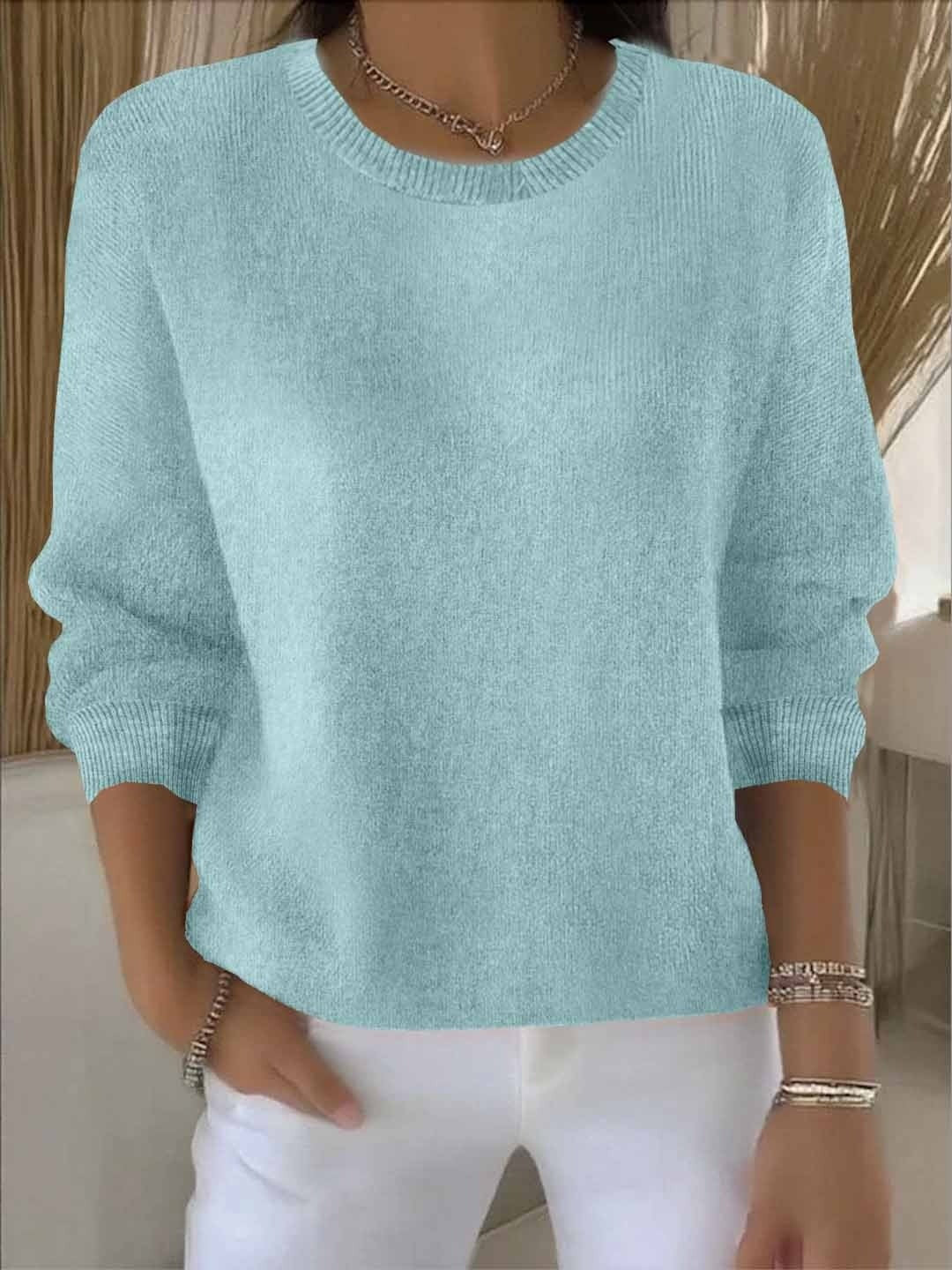 Women's Crew Neck Sweater with Relaxed Fit - Fiona - Mint