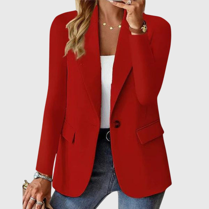 Women's Fitted Blazer with One Button - Bonnie - Red