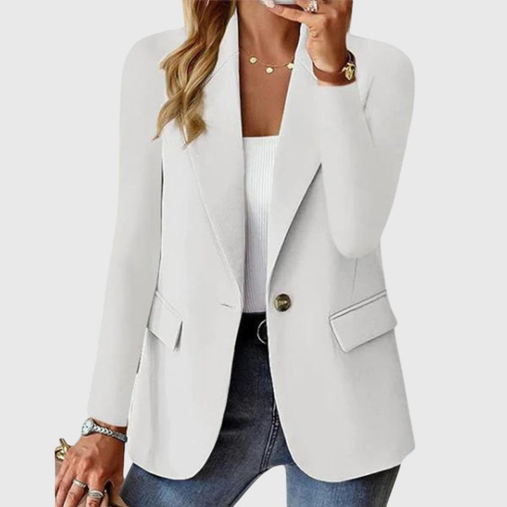 Women's Fitted Blazer with One Button - Bonnie - White
