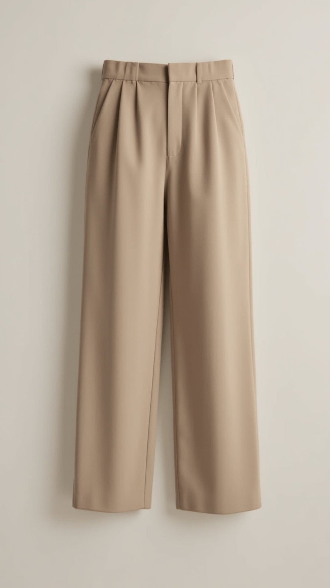 Women's High Waisted Wide Leg Pants with Pleats - Josephine - Beige