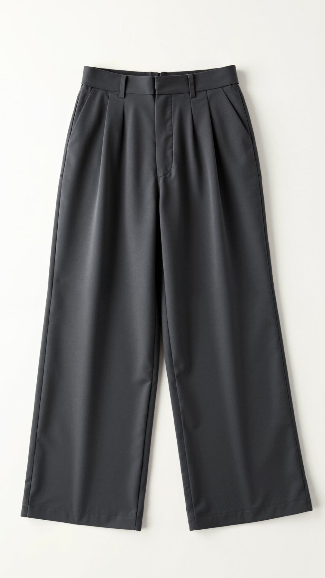 Women's High Waisted Wide Leg Pants with Pleats - Josephine - Charcoal