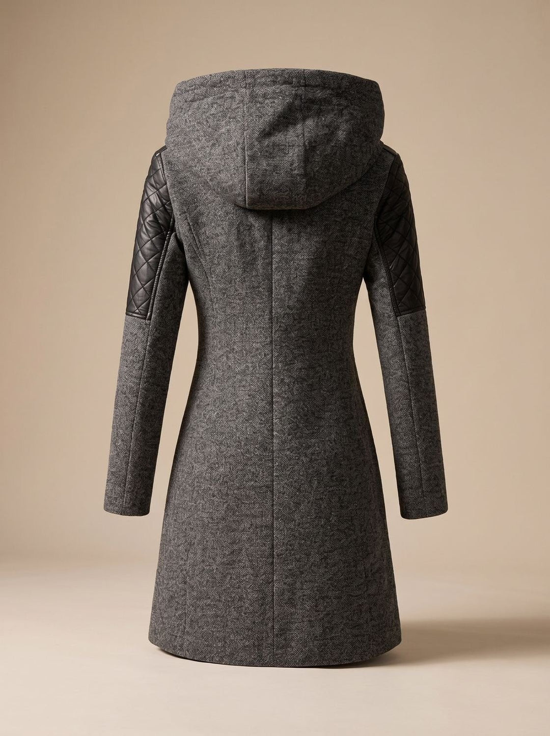 Women's Hooded Coat with Asymmetric Zip - Noelle - Charcoal