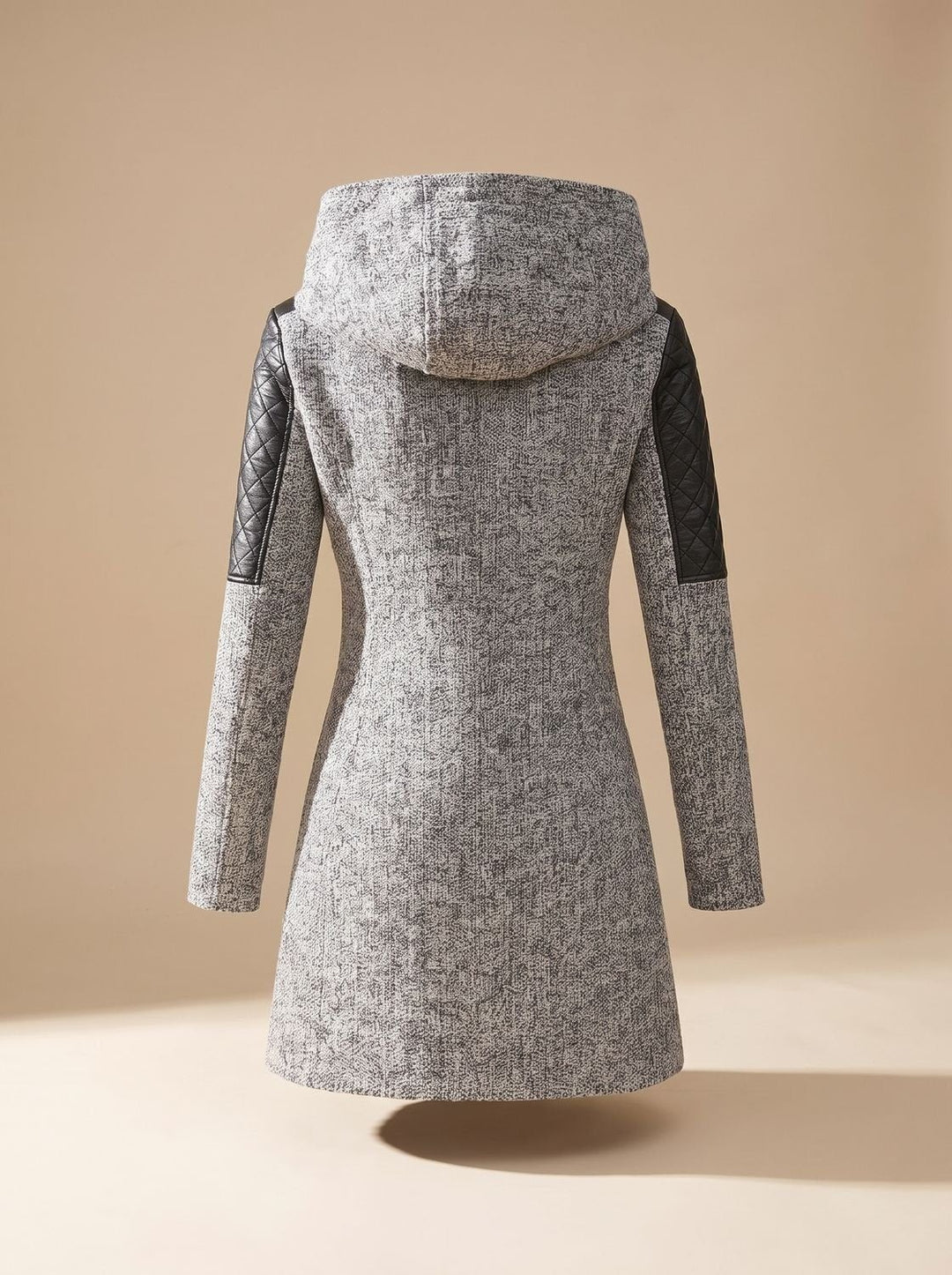Women's Hooded Coat with Asymmetric Zip - Noelle - Light Gray