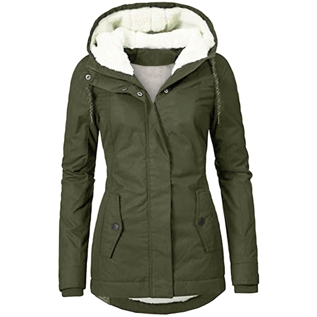 Women's Hooded Parka with Fleece Lining - Olive - Army Green