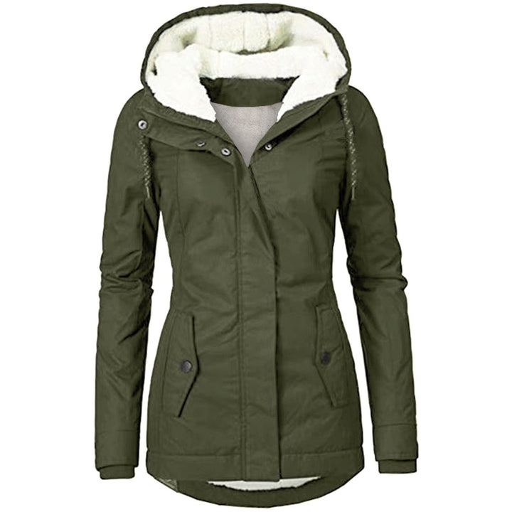 Women's Hooded Parka with Fleece Lining - Olive - Army Green